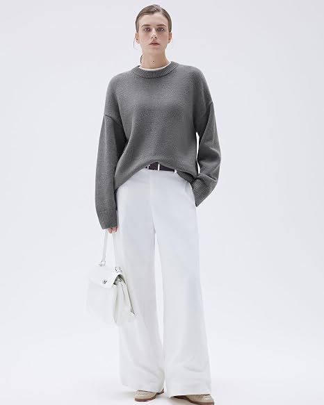 Women  Cashmere Blend Oversized Crewneck Sweater