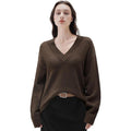 Women Cashmere Blend V‑Neck Oversized Sweater