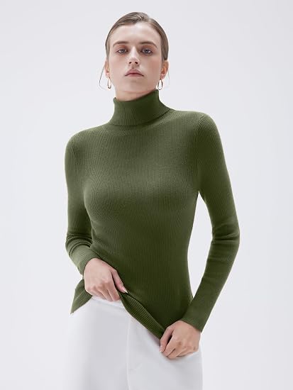 Women Mock Neck Cashmere Blend Sweater