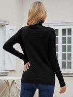 Women Cable Knit Turtleneck Sweater