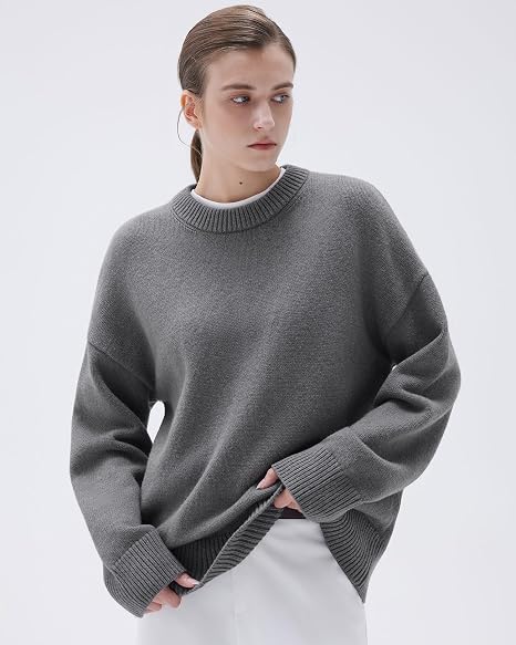 Women  Cashmere Blend Oversized Crewneck Sweater