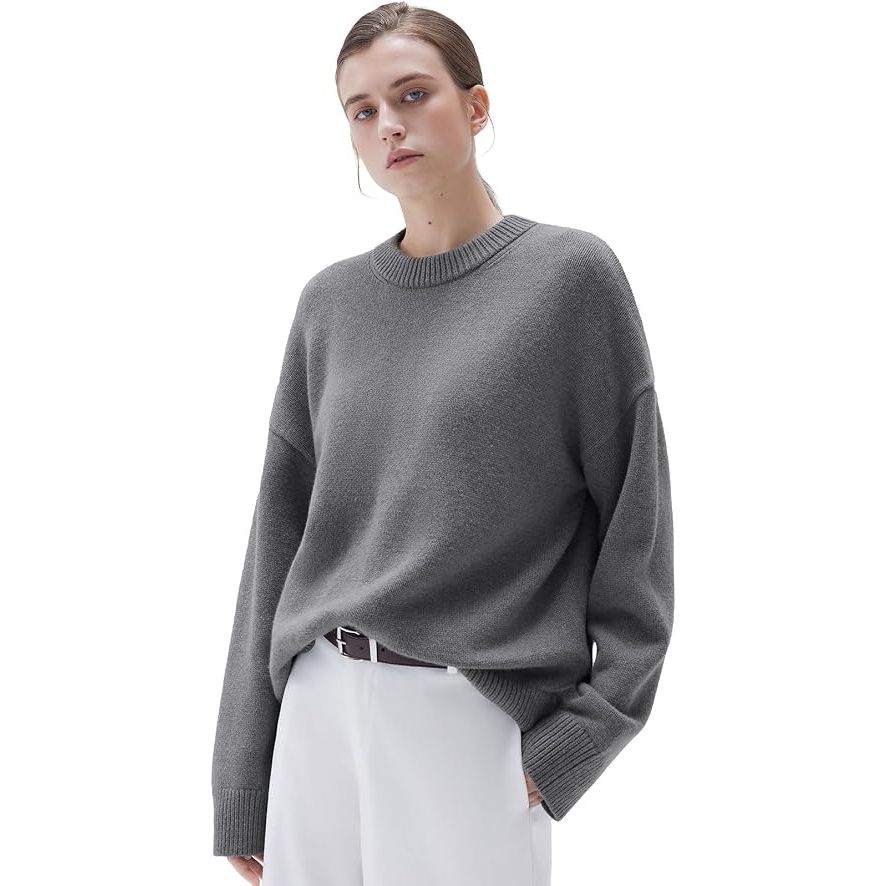 Women  Cashmere Blend Oversized Crewneck Sweater