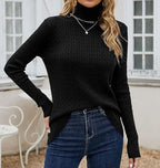 Women Cable Knit Turtleneck Sweater